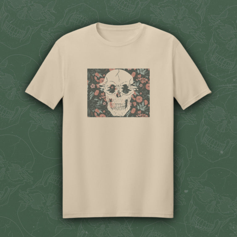 Floral Distorted Skull Tee