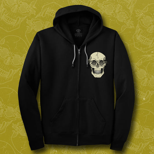 Distorted Skull Zip Up Hoodie